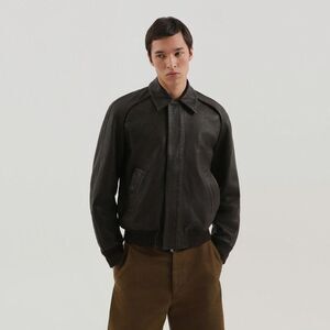 1989 STUDIO Men's Textured Bomber Jacket Men BROWN Outerwear